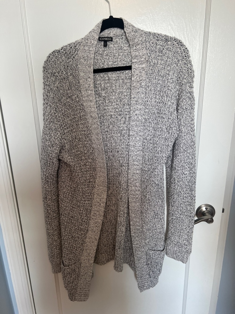 Express Marled Open-Front Cardigan - Light Gray
